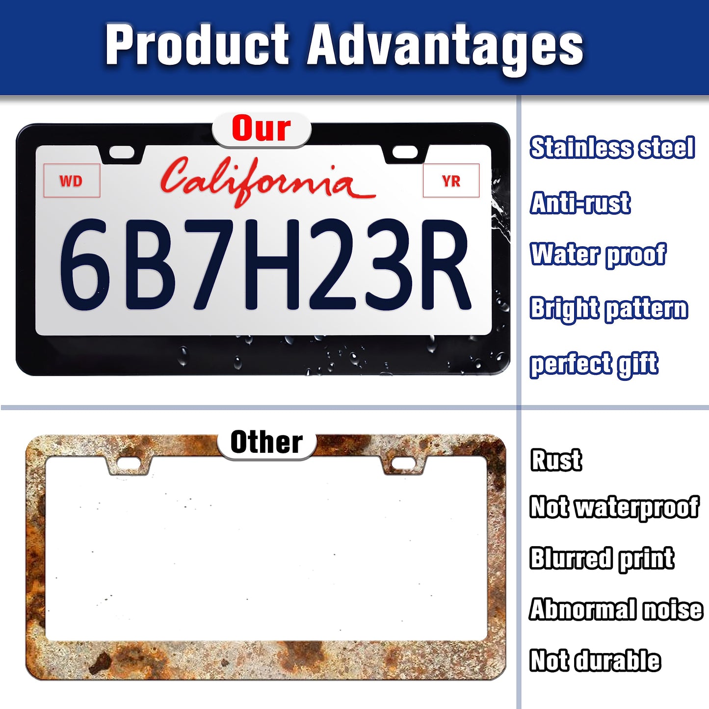 Sugar Skull License Plate Frame Skeleton License Plate Holder 6x12 Inch