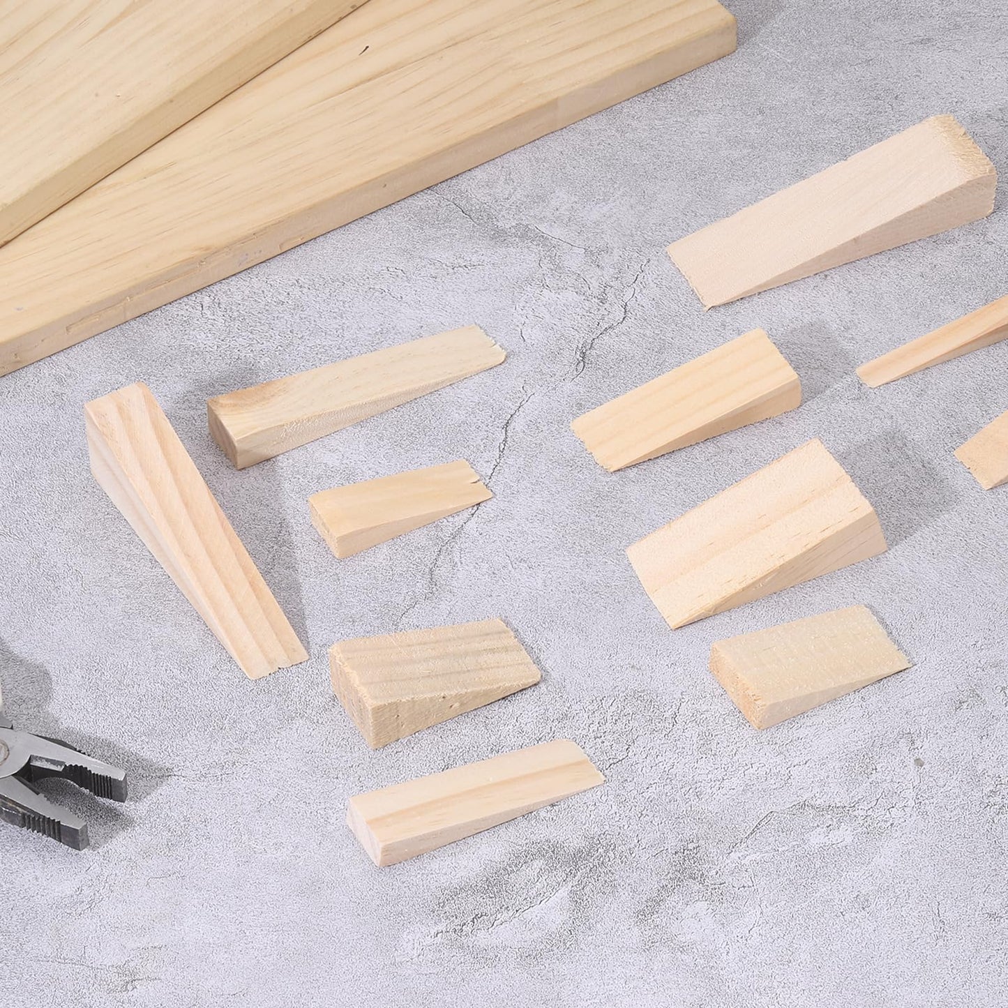 uxcell 12Pcs Wooden Door Stopper, 3.15" x 1.57" x 1.18" Non-Slip Solid Wood Door Wedges Triangle Wooden Doorstop Blocks for Chair Caning Home Office Floor