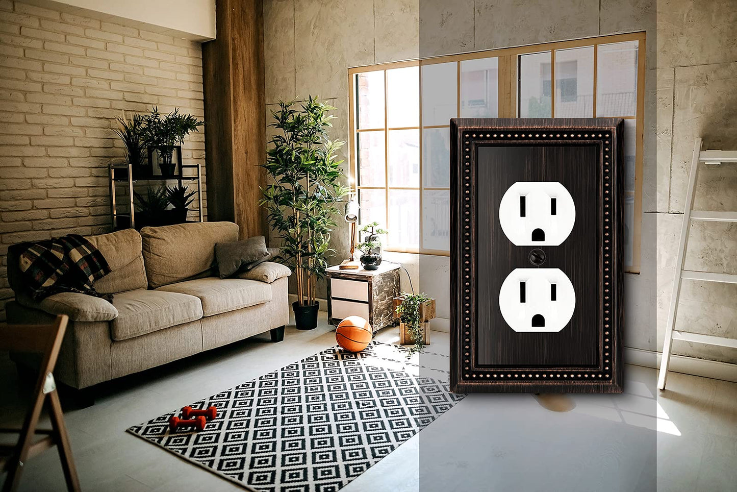 Henne Bery Sunken Pearls Heavy Duty Decorative Wall Plate Switch Plate Outlet Cover (Single Duplex, 2 Pack, Aged Bronze)