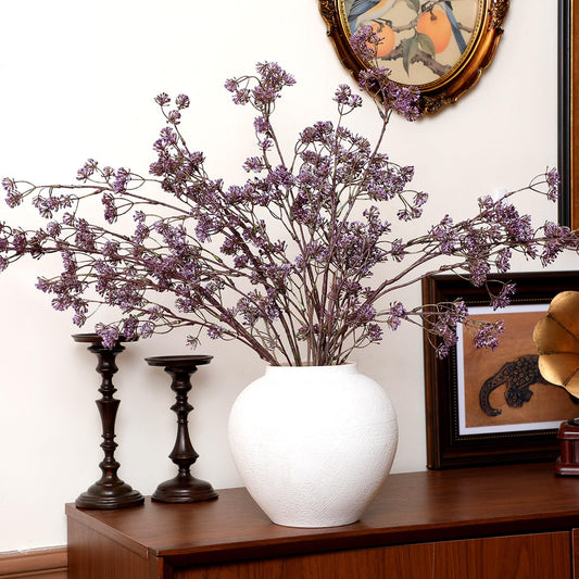 Zeyune Faux Berry Stems Summer Artificial Dusty Plum Stem Soft Plum Sedum Berry Picks Branches Faux Spray for Home Wedding Holiday Seasonal Farmhouse Mantel DIY Home Decorations(5 Pcs,Purple)