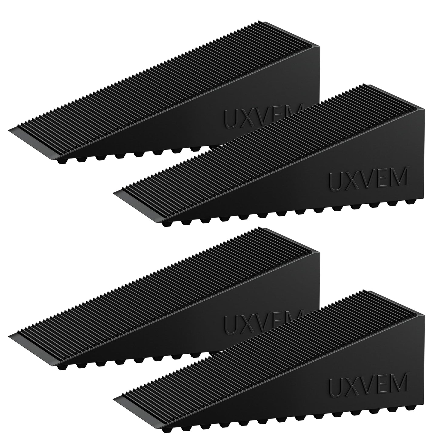 UXVEM 4-Pack Premium Rubber Wedge Door Stops, Solid Heavy-Duty Floor Door Stopper Door Wedges with Patented Anti-Slip Base, No Installation for Home/Office, Non-Scratching, Fits Gaps Under 1.18”