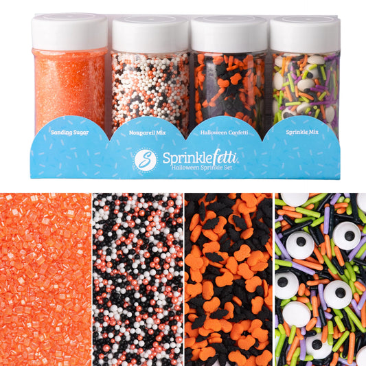 Sweets Indeed Sprinkles, 4 Pack, Edible Sprinkle Mix, Perfect for Cake Decorations, Baking, Ice Cream, Cookies, Cupcake Topper (Halloween)