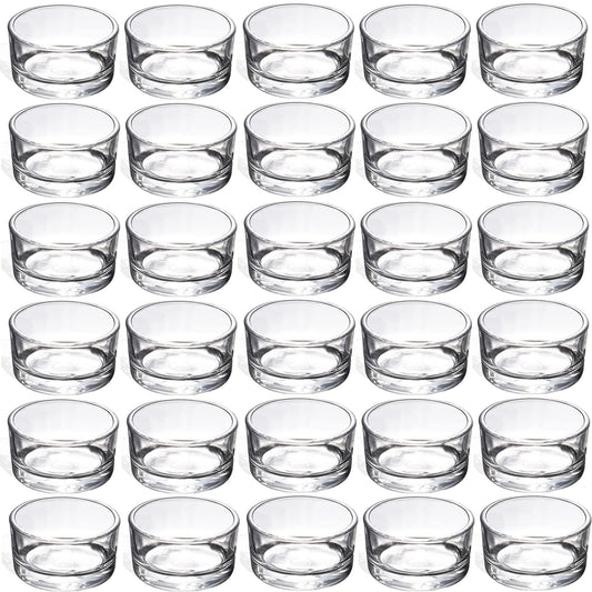 GOLDEAL 30 PCS Small Clear Glass Tealight Candle Holders,Tealight Holders Bulk Use for Weddings Parties Dinner,for 1.5" Tealight. as Well as Candle Mould…