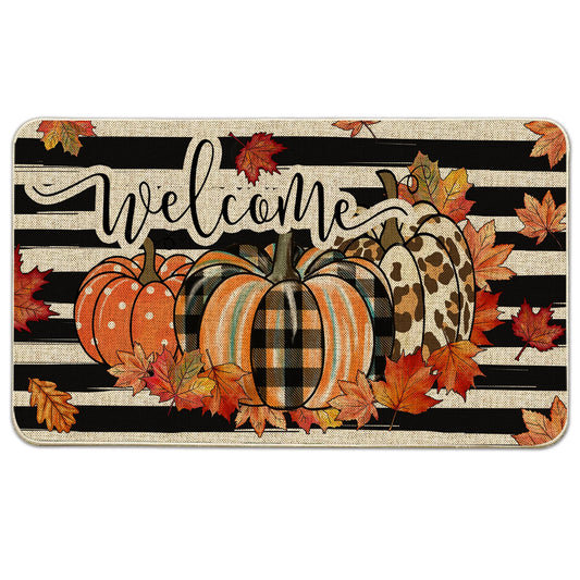 Hexagram Fall Door Mat 17x29 Inch, Pumpkin Doormat Outdoor, Welcome Rug Mats Outdoor for Front Door Decorations Indoor