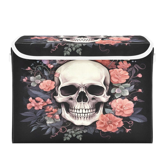 xigua Skull Storage Bins with Lids and Carrying Handle,Foldable Storage Boxes Organizer Containers Baskets Cube with Cover for Home Bedroom Closet Office