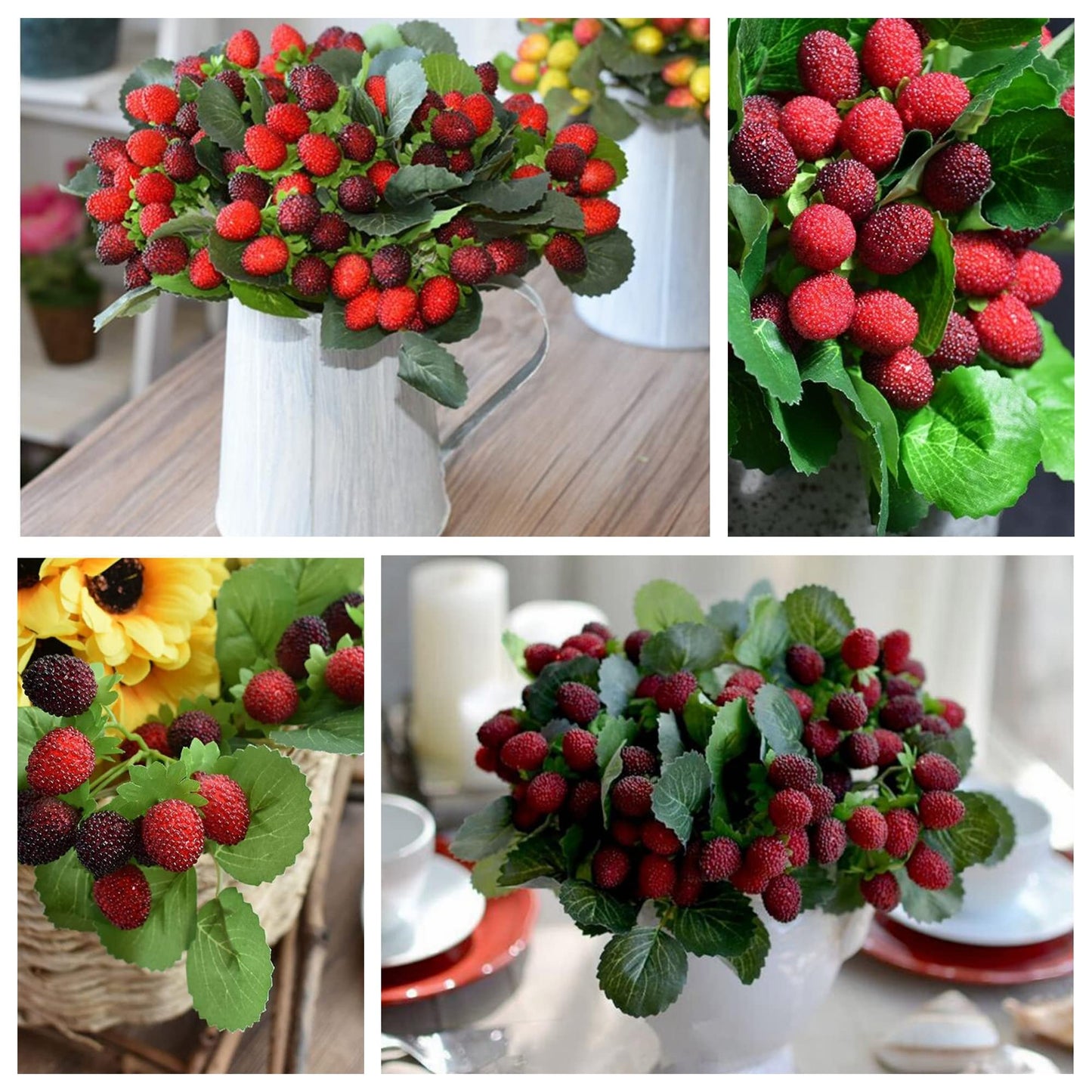 M2cbridge 4PCS Artificial Raspberry Red Berry Faux Fruit BlackBerry Props Table Decoration (Black)
