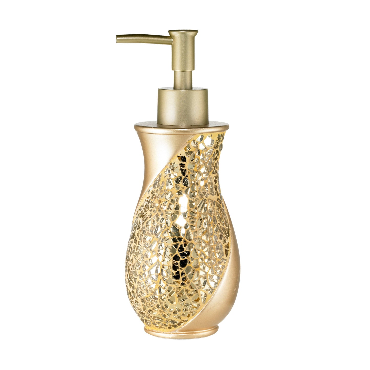 Zahari Home Sinatra Soap Dispenser/Lotion Pump Unique Design Bling Glass Mosaic Décor, Gold