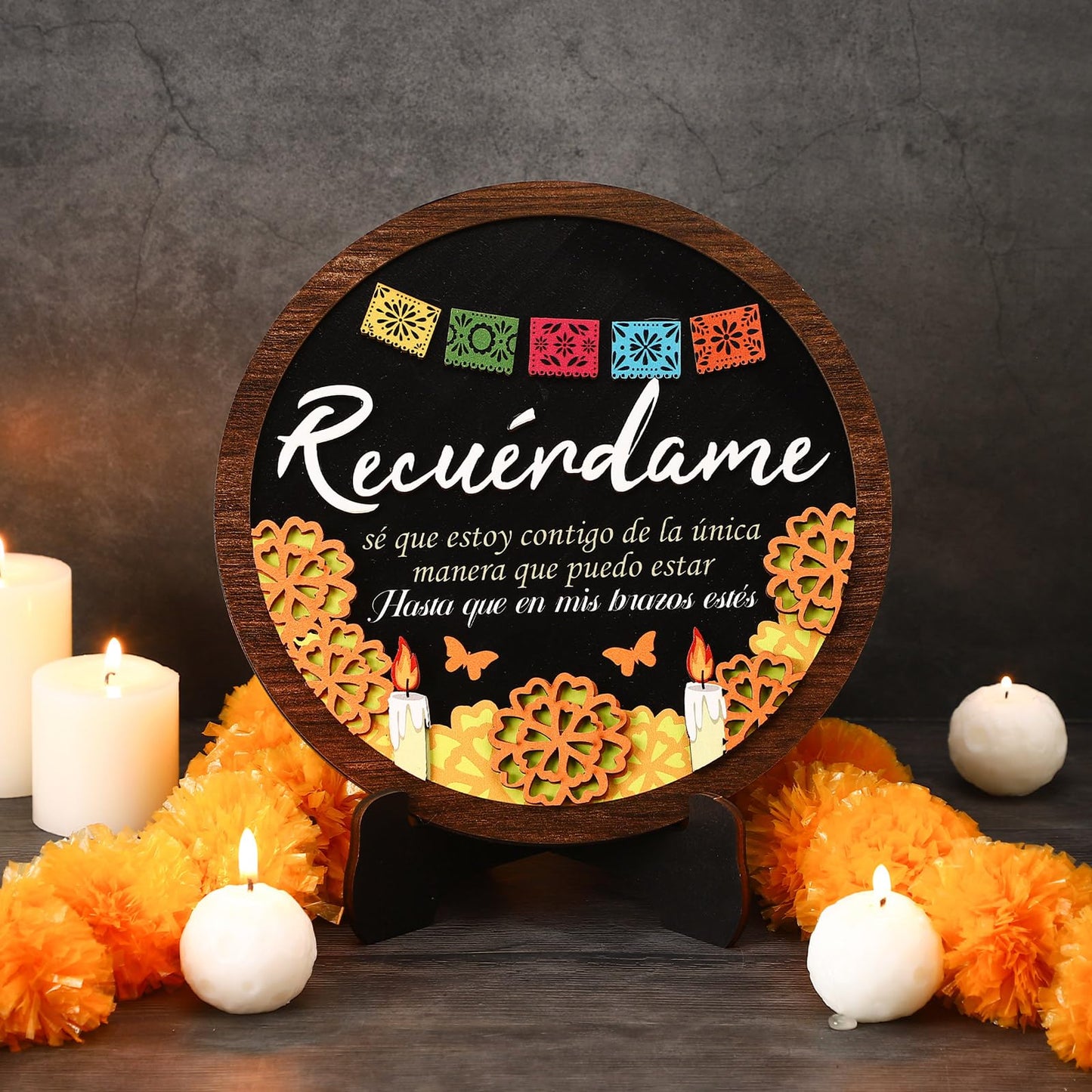 Bucherry Day of the Dead Decorations Altar Dia De Los Muertos Wood Ofrenda De Muertos Decorations with Stand Remembrance Supply for Halloween Mexican Day of the Dead Party Decor