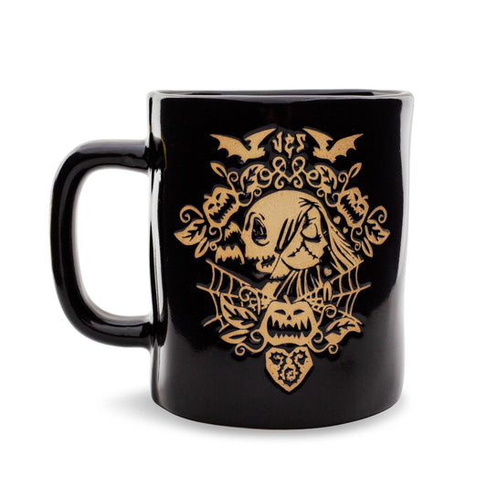 Disney The Nightmare Before Christmas Jack And Sally Wax-Resist Ceramic Pottery Mug | Large Coffee Cup For Tea, Espresso, Cocoa | Holds 25 Ounces