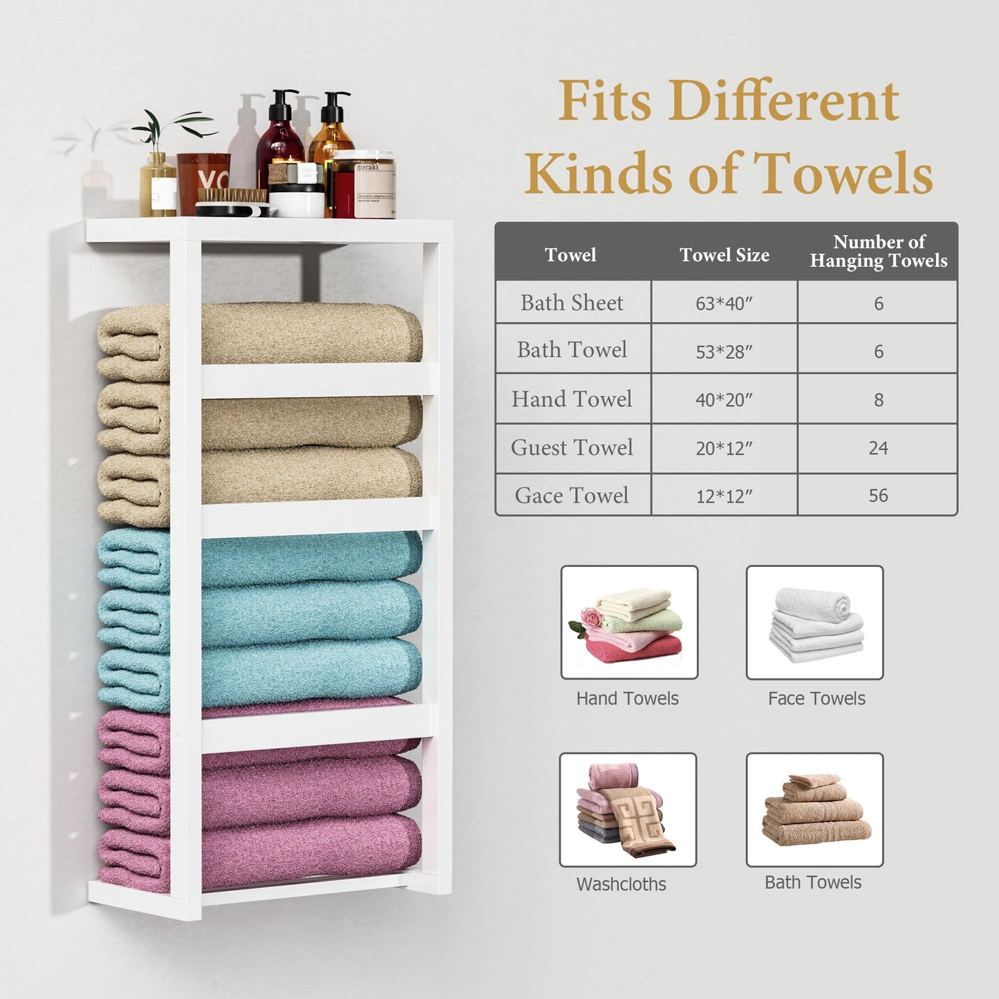 Bamboo Wall Blanket Ladder, 4-Tier Towel Racks, Bamboo Bath Towel Racks for Bathroom Wall Mounted, Decorative Blanket, Quilt, Towel, Scarf Ladder Shelves for Bathroom, Living Room, Bedroom，White