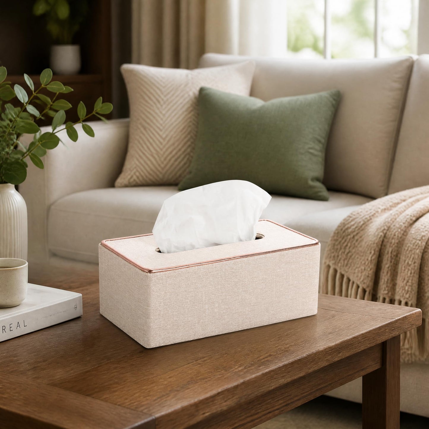 Tosnail Rectangular Leather Tissue Box Cover, 10" x 5.5" x 4.2" Decorative Tissue Box Holder, Tissue Paper Dispenser for Home, Office, Car Decoration