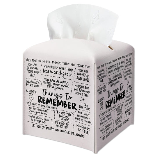 Therapy Office Decor Tissue Box Cover, Square Leather Tissue Box Cover Holder, Decorative Toilet Paper Holder for Home Office, Work Desk Decor, Funny Gifts for Coworkers Friends-A12