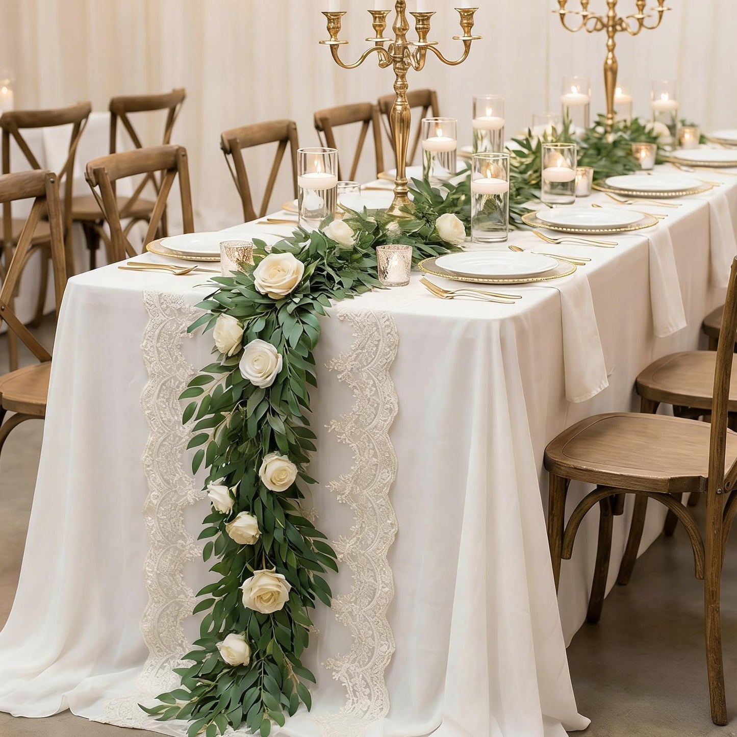6.56Ft Artificial Vines Garland Silk Italian Ruscus Greenery for Table