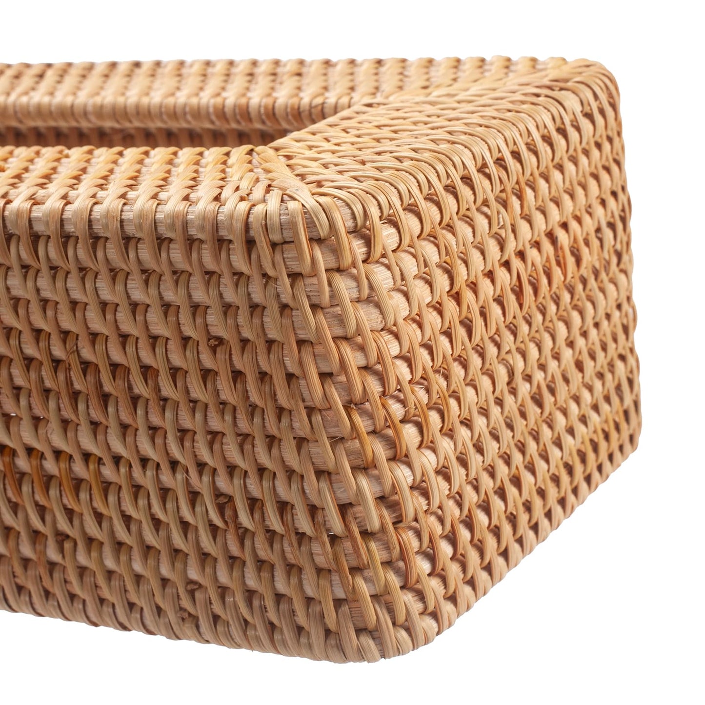 Rattan Tissue Box Cover, Rectangular Wicker Tissue Box Holder, Decorative Woven Facial Tissue Holder for Bathroom, Kitchen, Living Room, Bedroom (Natural)