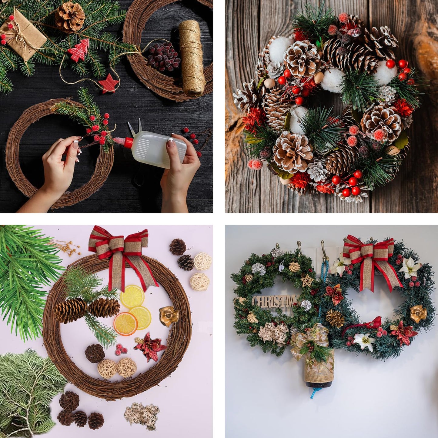 KUKLIPJIM 7 Pcs 12 Inch Natural Grapevine Wreath Set, Hand-Woven Vine Branch Wreaths for DIY Crafts, Christmas Decorations, Home & Event Styling(Brown)
