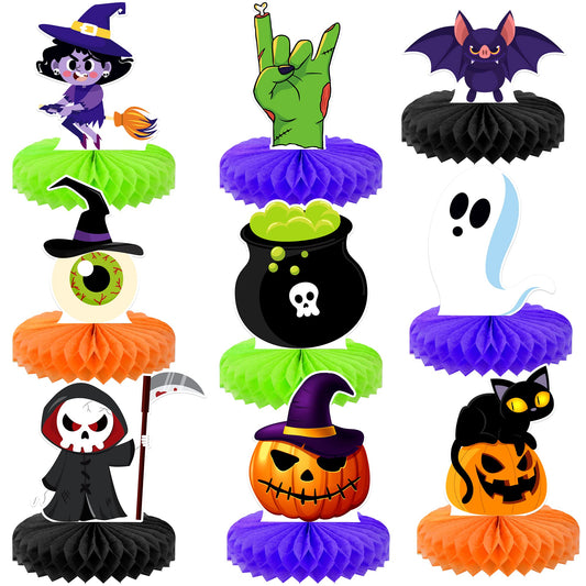 KatchOn, Halloween Honeycomb Centerpieces - Pack of 9 | Halloween Party Table Decorations | Halloween Party Table Centerpieces for Kids Halloween Birthday Party Decorations | Halloween Table Décor