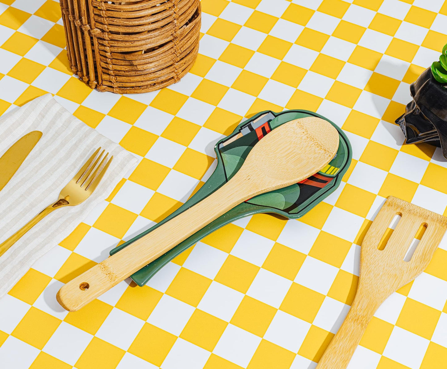 Star Wars Boba Fett Sculpted Ceramic Spoon Rest Holder | Kitchen Organizer For Utensils To Keep Countertop Clean