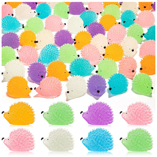 SYWHXY 120PCS Luminous Mini Resin Hedgehogs Cute Miniature Hedgehog Figures Glow in The Dark, Tiny Resin Hedgehogs Animals for Dollhouse Micro Landscape DIY Home Outdoor Decor