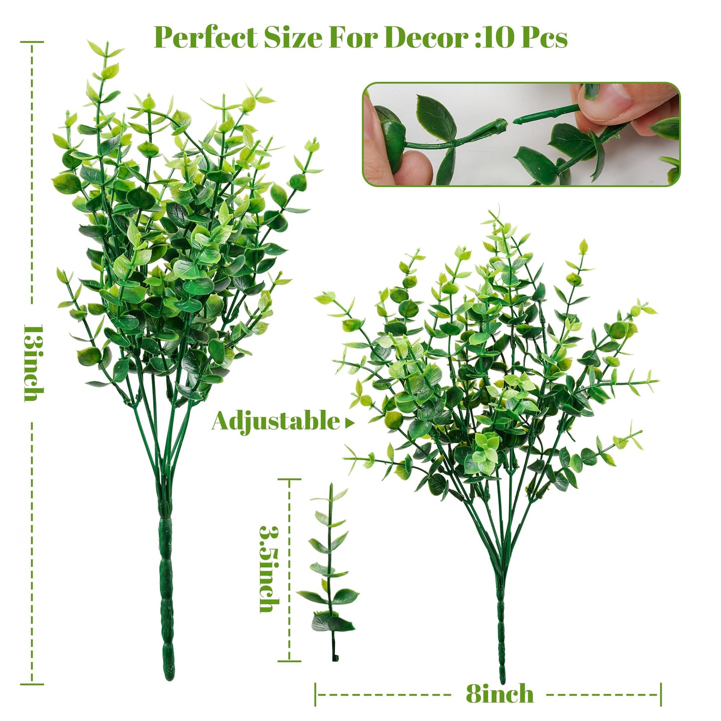 petalyn 10 Bundles Artificial Boxwood Stems Outdoor Artificial Greenery UV Resistant Foliage Plants, Faux Boxwood Shrubs Grass for Farmhouse Office Garden Wedding Window Patio Home Decor