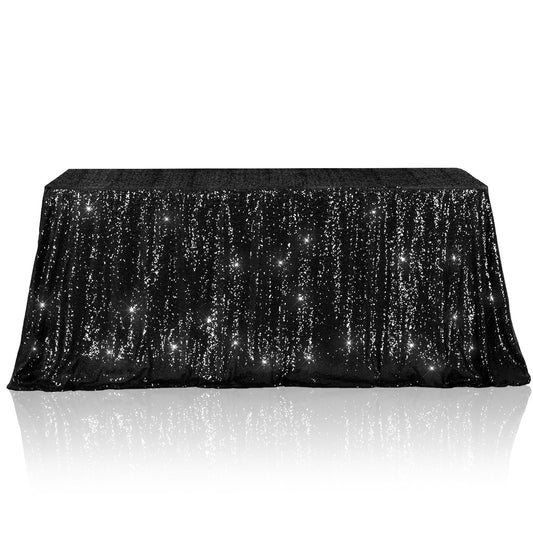 Poise3EHome Black Sequin Tablecloth,60×102 Inch Rectangle Sparkly Fabric Table Cloth for Halloween Birthday Wedding Party Holiday Decoration
