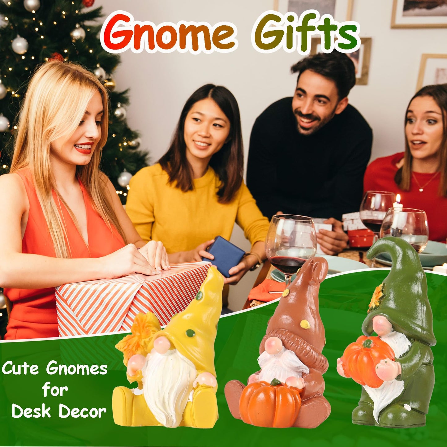 MAYIPLAY 3 Pcs Fairy Garden Gnomes Figurines Home Decor Desk Figurines Gnome Gifts for Women