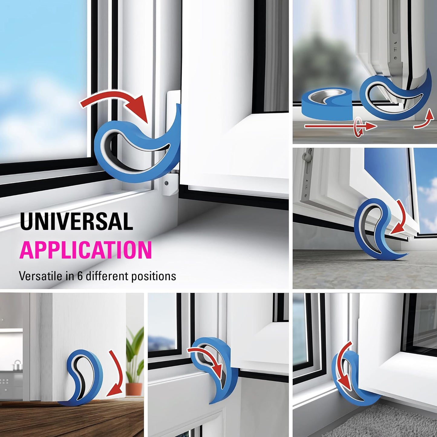 Stoppy Door and Window Stopper, Multi-Functional Wedge, Convenient Door Hook, Window Clamp, Keep Doors and Windows Open with Ease, Home and Office Accessory, (White, 2 Pack)