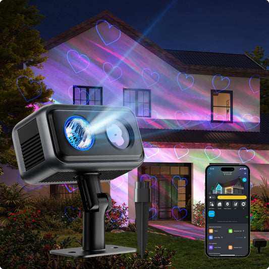 Govee Outdoor Projector Light, Upgraded Aurora Star Projector with 16 RGB Patterns for Patio, 50+ Scene Modes for Indoor & Outdoor Holiday Decor, Works with Alexa, Google, Matter, IP65 Waterproof