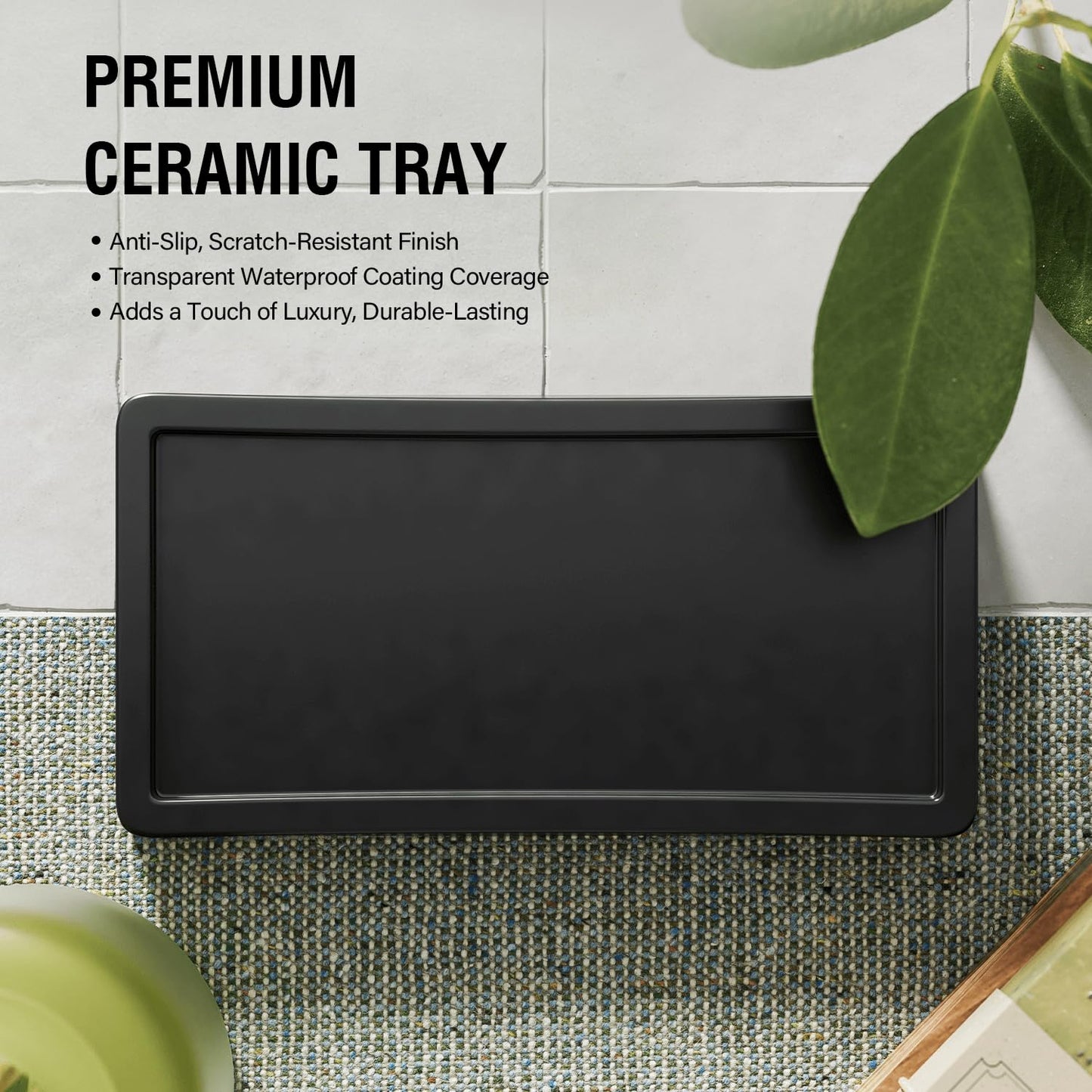 MOMEEMO Matte Black Soap Dispenser Set, Contains Dish Soap Dispenser for Kitchen and Hand Soap Dispenser with Ceramic Tray, Suitable for Black Kitchen Decor. (Black)