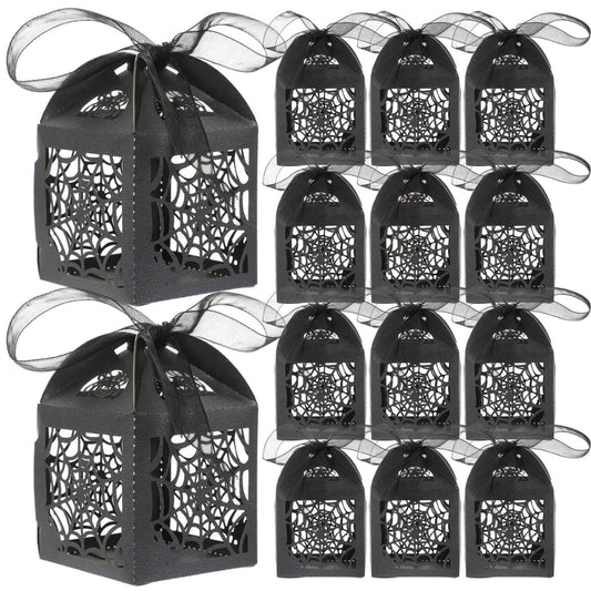 BESTOYARD Halloween Hollow Die-Cut Candy Boxes with Ribbon - Wedding Favor Boxes for Party Treats and Packaging 8.27 X 4.53 Inches 50 Pieces