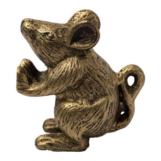 Comfify Cast Iron Mouse Door Stop – 1 Piece – Decorative Rustic Door Holder for Bedroom, Bath, and Exterior Doors – Antique Gold Finish
