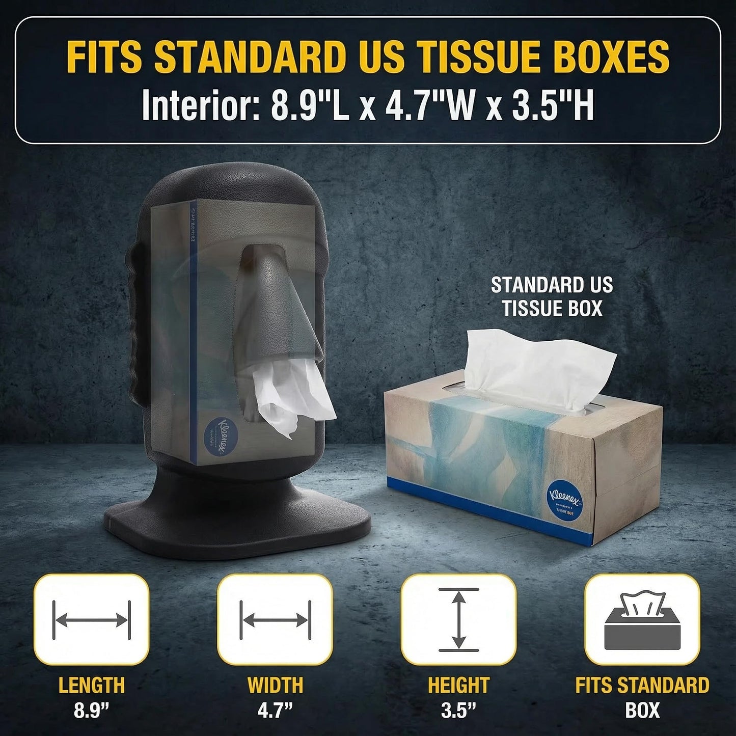 Cowinational Facial Tissue Box Cover Rectangle for Bathroom/Living Room/Office,Moai Face Nose RectangleTissue Box Cover, Easter Island Statue Facial Tissue Box Cover Rectangular.