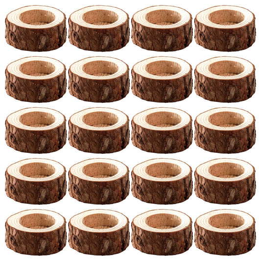 Lawei 20 Pack Wooden Tealight Candle Holder, Wood Votive Tealight Holder Tealight Candlestick for Wedding Party Birthday Holiday Decoration
