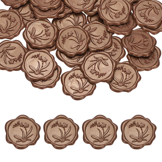 PATIKIL Wax Seal Stickers, 50 Pcs Envelope Seal Stickers, Self-Adhesive Wax Stamp Wedding Invitation Accessories for Wedding Party Birthday Gift Wrapping Anniversary, Coffee