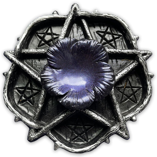 CCOTIKOSEE Pentacle Altar Crystal Ball Holder, Tealight Tray for Astrology Ritual Alter Witch Decor, Plate Witchcraft for Wiccan Tarot Supplies