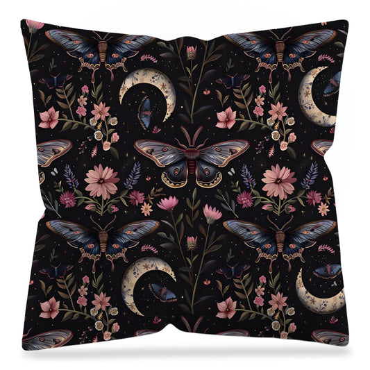 DAYOUER Gothic Moth Butterfly Pillow Covers 18x18 Double-Sided, Witchy Room Decor, Dark Academia Cottagecore Botanical Floral Moon Celestial Decorative Pillow Covers for Home Bedroom Living Room