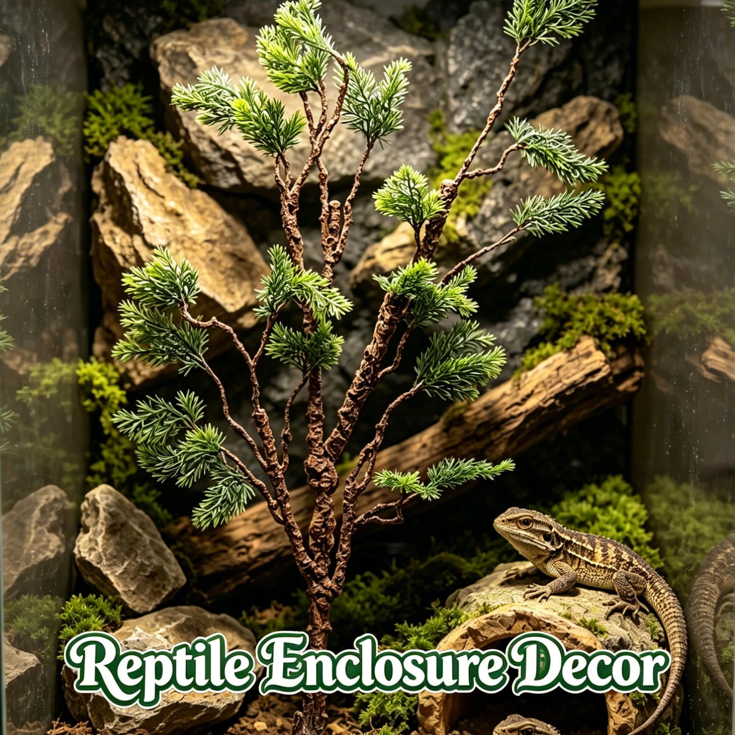39.3in Bendable Artificial Pine Tree Branch Cedar Stems Reptile Yules Decor