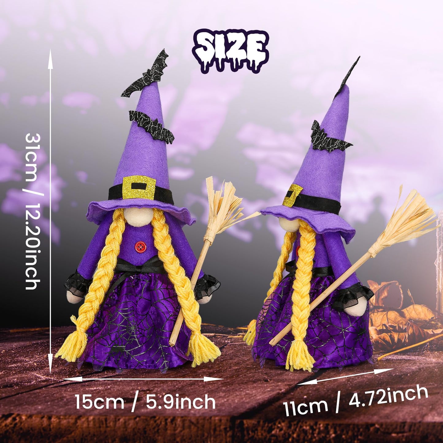 Lovinland Halloween Decorations - Halloween Decor - 3PCS Witch Plush Gnomes - Cute Hocus Pocus Decorations for Home, Indoor, Office, Table, Party Clearance