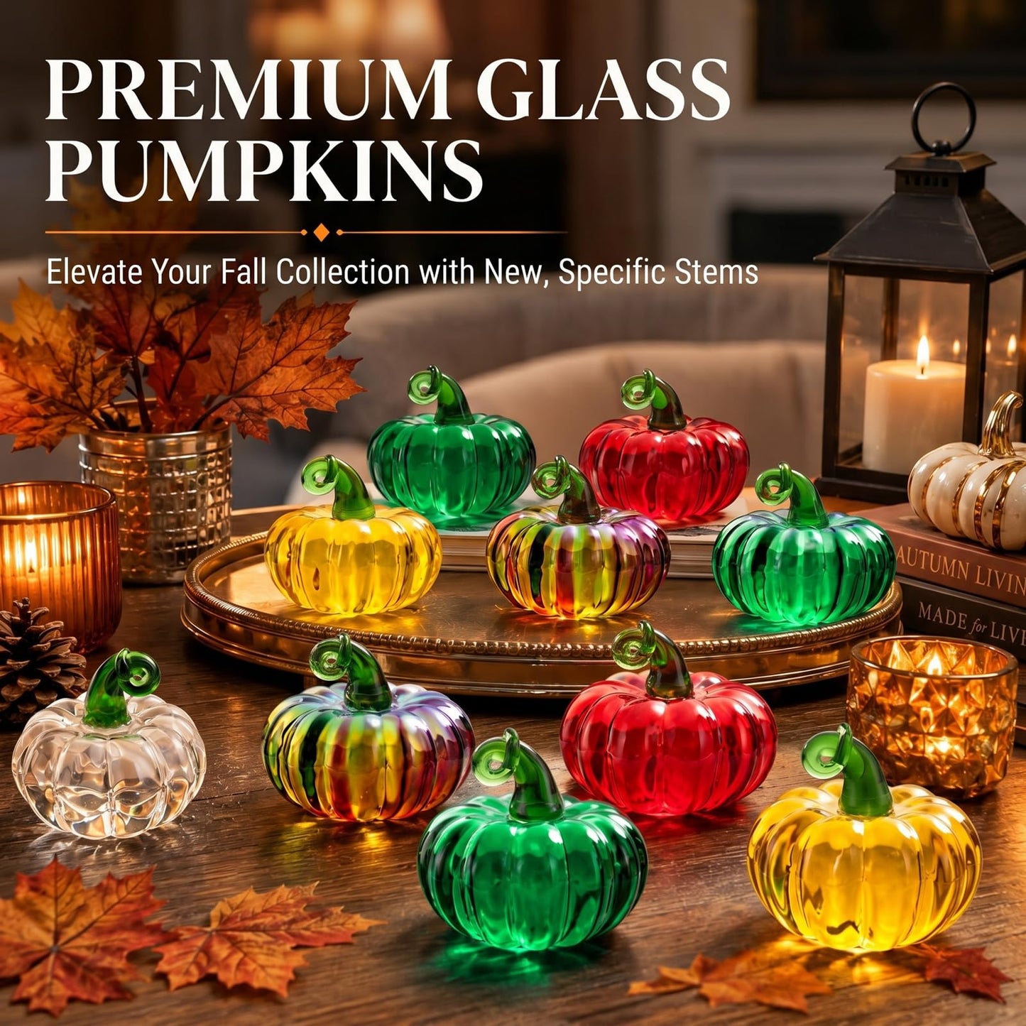 Yerliker 10 Pcs Halloween Mini Glass Pumpkins for Decorations 1.57 Inches Crystal Pumpkin Table Decor Harvest Centerpiece Bowl Fillers Glass Figurine Collectibles for Halloween Thanksgiving Fall Home
