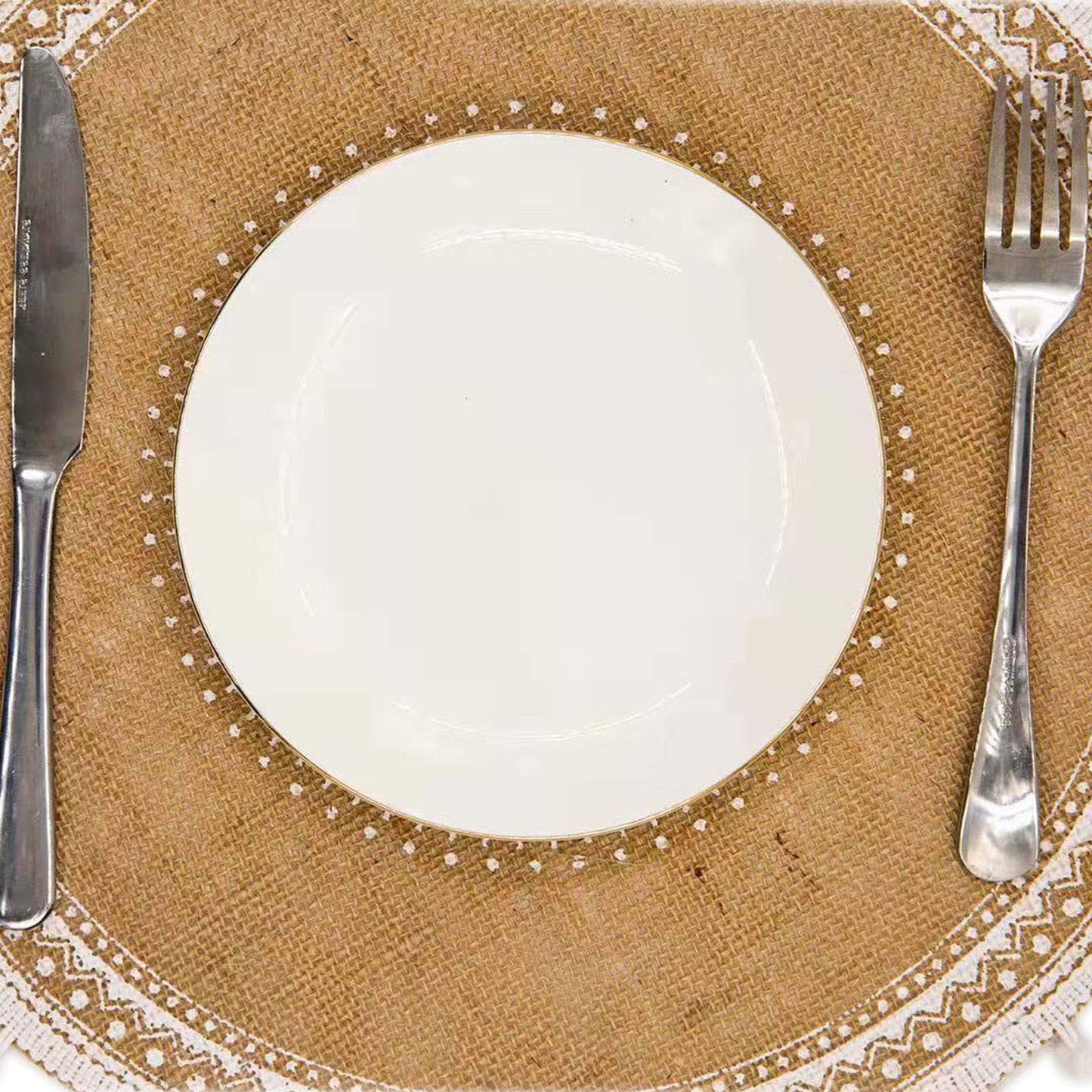 CAPASIN Placemats, Dining Winter Modern Dinner Braided Beige and Fall Circle Placemats Boho Runner Kitchen Round Table Plate Mats Set of 4 (White Ball)