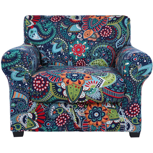 hyha Couch Covers, Chair/Sofa Covers, Floral Pattern, Stretch, Printed, 2 Pieces, Armchair Slipcover, Separate Couch Cushion Slipcover, Furniture Protector for Dogs(Armchair, Paisley Floral)