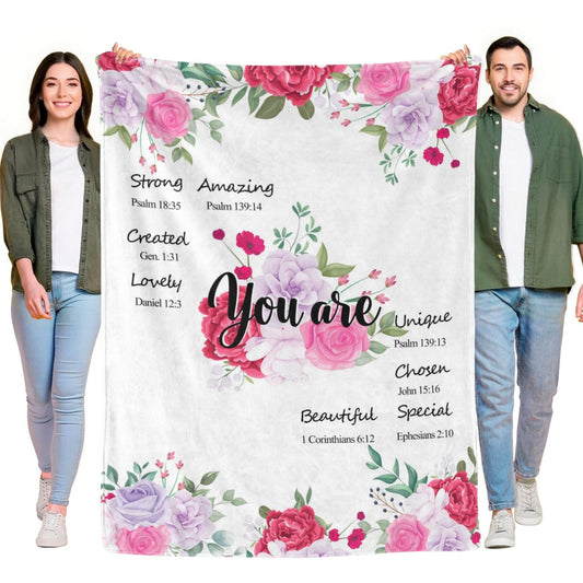 QDVXZA Christian Gifts for Women, Soft Throw Blanket with Flowers and Bible Verse, Cozy Flannel Spiritual Blanket for Couch, Inspirational Gifts for Sister, Friend, Daughter, Halloween Decor,50"x 60"