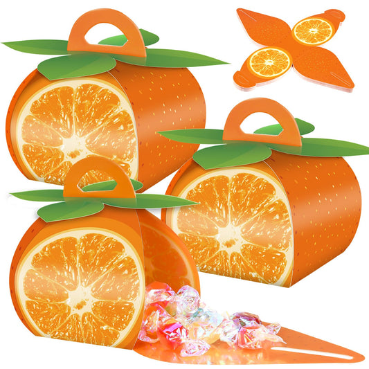 TaoBary 36 Pieces Orange Fruit Party Favor Boxes Summer Citrus Orange Slice Candy Treat Box 3D Mini Goodie Gift Bags Party Decorations Supplies for Summer Fruit Themed Birthday Baby Shower