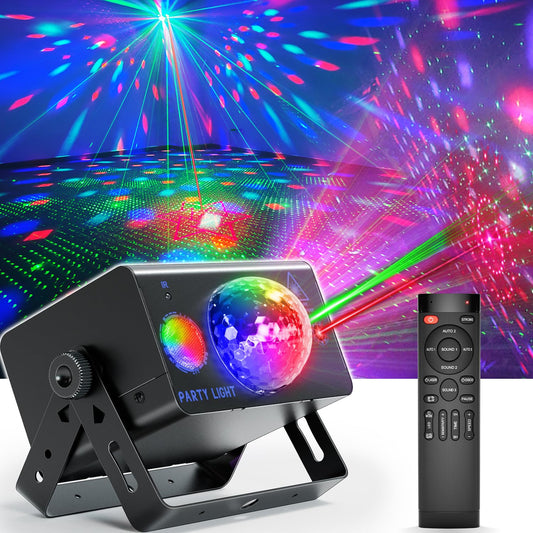 OIEZISRO Party Lights Dj Disco Light Disco Ball Light LED Stage Strobe Lights Projector Sound Activated with Remote Control for Parties Club Bar Holiday Christmas Dance Gift Birthday Xmas Home Décor