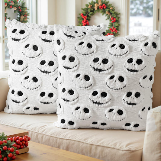 eowvsio 2PCS Christmas Pillow Covers 18x18 inch,Nightmare Be Christmas Throw Pillow Cases,Xmas Tree Decor Soft Plush Faux Fur Wool Couch Cushion Case for Chair Sofa Bedroom Living Room