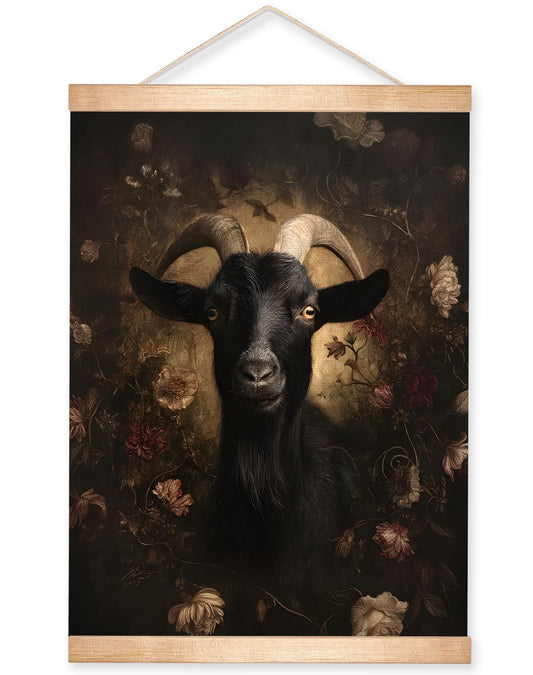 HEYJEEPER Vintage Goat Wall Art Decor Poster,14x18inch Gothic Dark Aesthetic Linen Print Posters,Baroque Animal Wall Hanging Deocr for Badroom,Dark Academia,or Witchy Home (Goat)