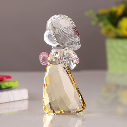 DOJOZ Crystal Little Angel Christmas Birthday Gifts Cherub Figurine Paperweight Decor Ornaments Art Collecible (Gold)