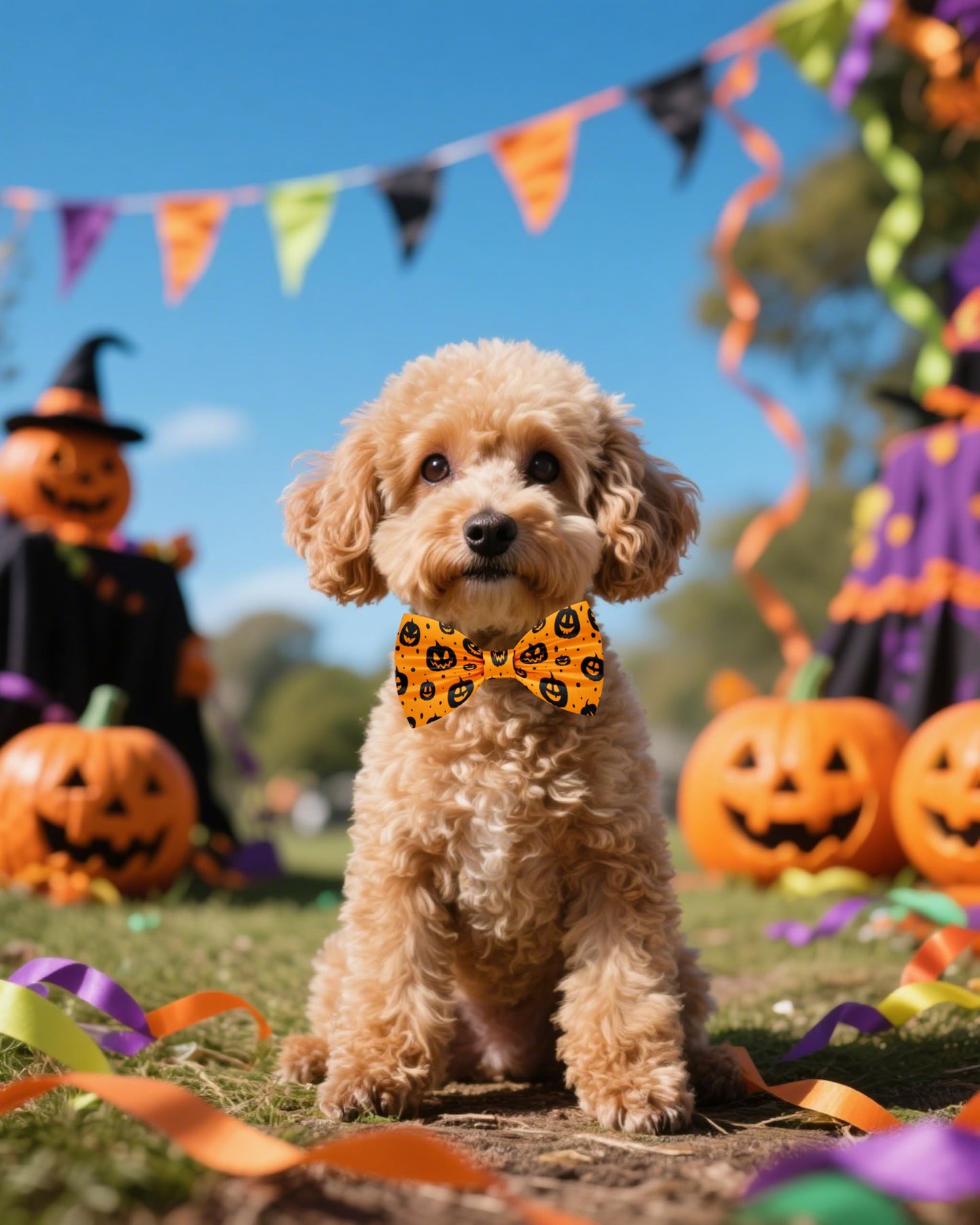PET SHOW 30 Pack Halloween Small Dog Collar Bow Ties Bulk Puppy Cats Adjustable Bowties for Medium Dogs Pumpkin Ghost Bowknots Pet Grooming Accessories (Small)