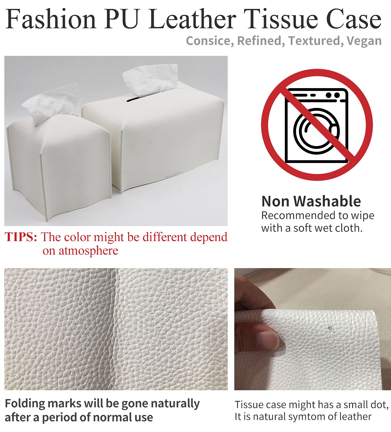Livelab Tissue Box Cover, Modern Decorative PU Leather Rectangular Tissue Box Case Organizer Holder for Vanity Countertop, Night Stands, Livingroom, Office Desk & Car 9.5X5X5'' | Wine Red