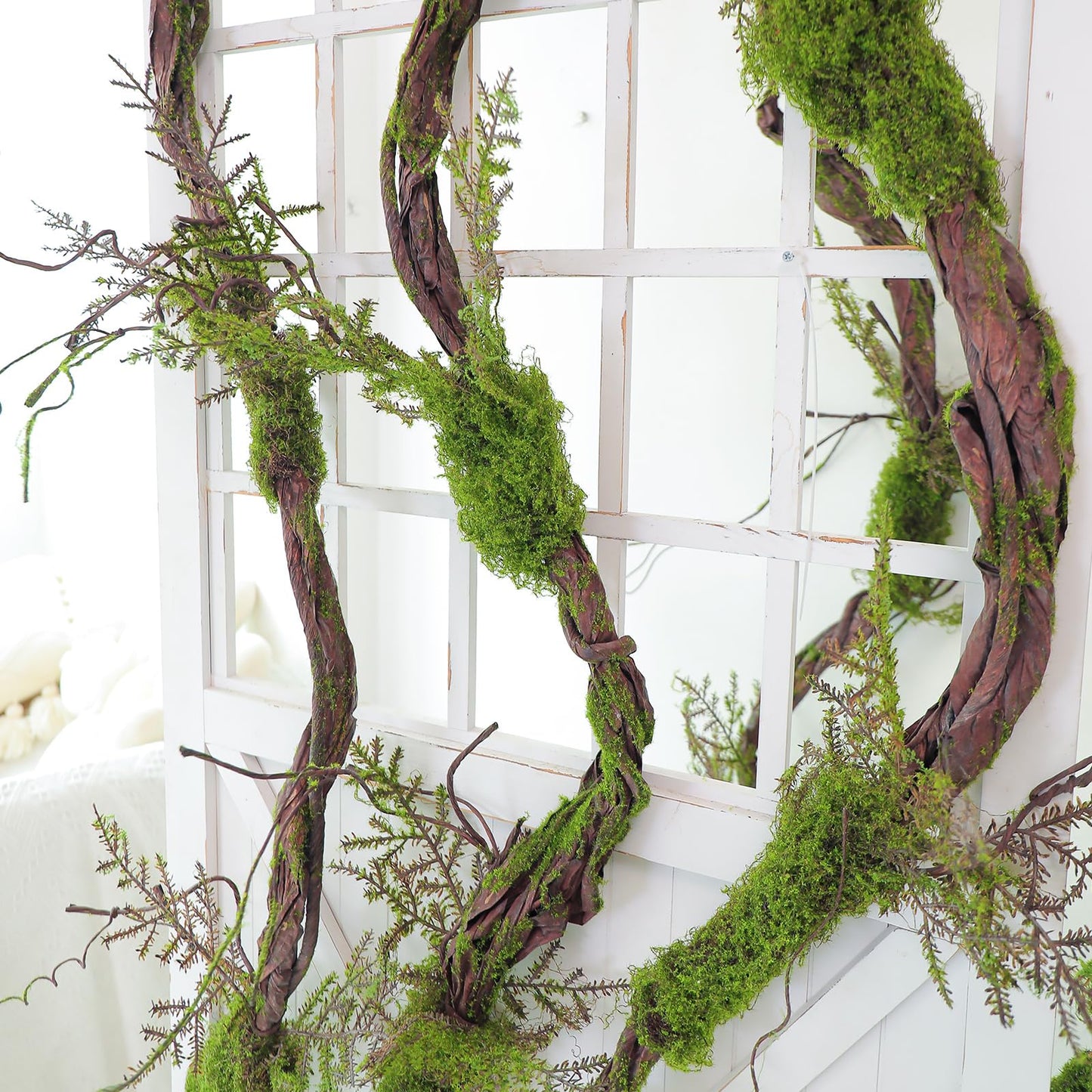 1Pcs 78.9inch Large Bendable Artificial Craft Moss Garland Faux Tall Tree Trunk Branches Grape Vines for Halloween Haunted Mansion Wedding Arch Room Outdoor Mantel Wall Hanging Forest Greenery Decor