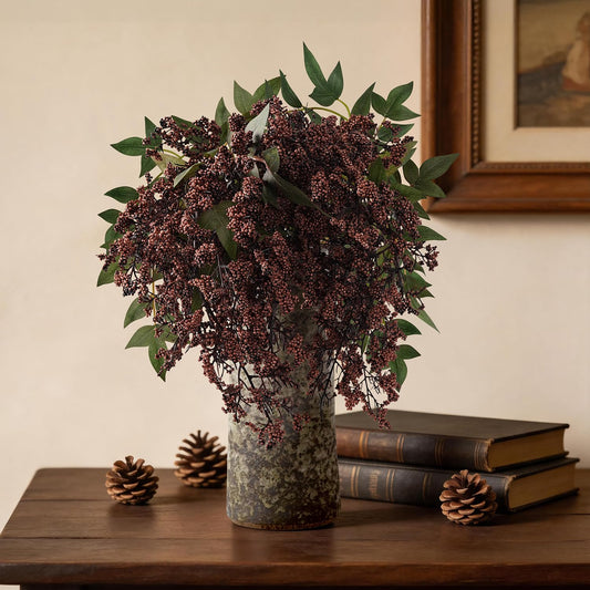 Miaikoe 1 Pcs Artificial Berry Stem 36" Realistic Flowers Picks Branches Faux Stem Spray DIY for Holiday Seasonal Farmhouse Mantel DIY Home Decorations (Dark Brown)